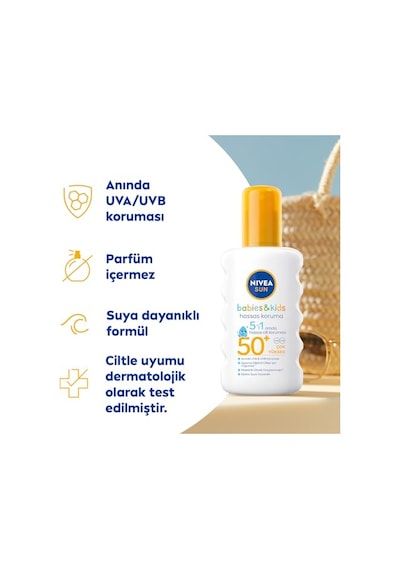 Nıvea Sun Spf50+ Çocuklar Ve Bebekler İçin Yüksek Güneş Koruyucu Sprey 200ml,hassas Cilt,parfümsüz