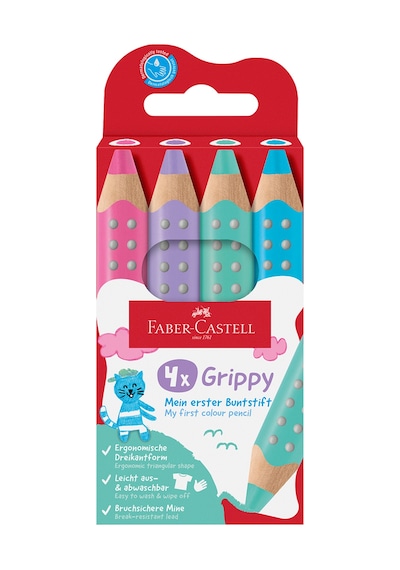 Grippy Boya Kalemi, 4'lü,ergonomik Üçgen Tasarım,suda Çözünür,jumbo Mineli Çok Renkli
