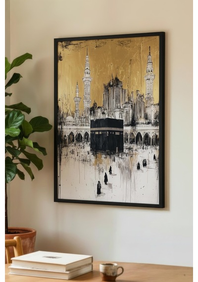 1 Adet Siyah Ahşap Çerçeveli Çiçekler Vintage Tablo