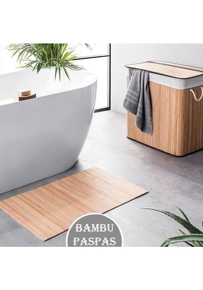 Bambu Paspası, Duş Ve Küvet İçin Kaymaz Mat, Çok Amaçlı Kullanım Siyah
