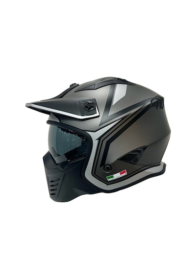 Sway Sw726x Tokyo Çene Açılır - Flip Up Kask Beyaz - Mat Tıtanıum - Siyah