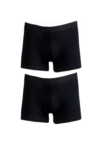 Bsm Erkek 2'li Siyah Pamuklu Lastik Bel Strech Boxer Siyah