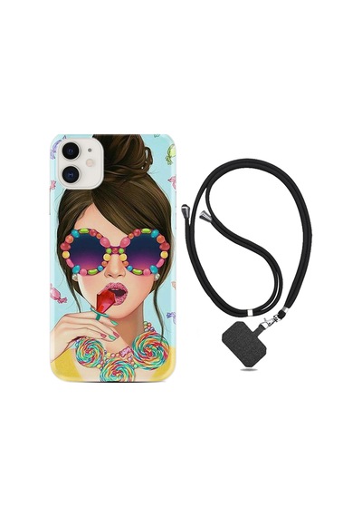 Apple Uyumlu iPhone 11 Kılıf Boyun Askılı Sugar and Woman 1418