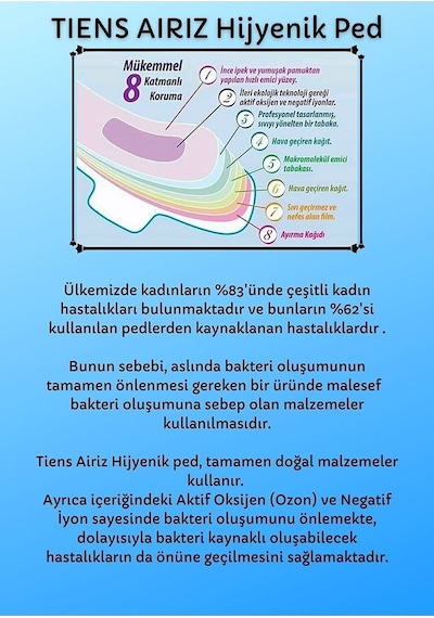 Tienz Airiz Tiens Hijyenik Ped Set 6'Lı Set 98 Adet R06