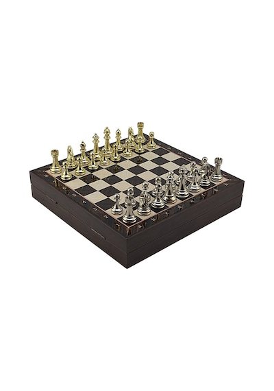 Gifthome Büyük Boy Metal Klasik Satranç Tk. Parlak Ve Ceviz Desen