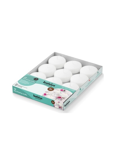 Beyaz Mega Yüzen Mumlar, 8 Saat Yanma Süreli, Ø 7,6 Cm Çapında, 12 Adet