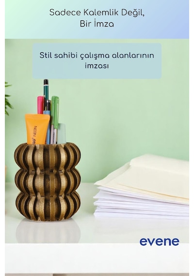 Kalemlik Masa Kalemliği Organizer Kalemlik Altın Eskitme Renk Model 75 Çok Renkli