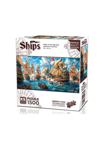 Ks Games 1500 Parça Açık Denizler Savaş Puzzle Battle Of The High Seas Panoramik - 17005