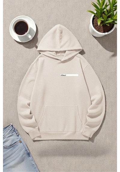 Uyguntarz Unisex Future Baskılı Oversize Sweatshirt Bej