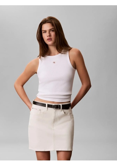 Calvin Klein Sıgnature 90s Mını S, Yas Krem Kadın Kot Etek