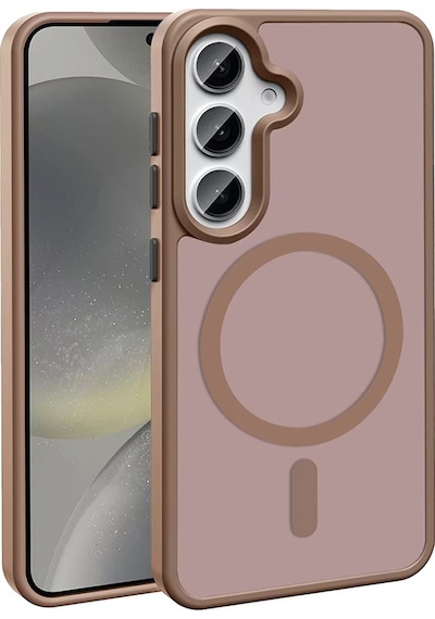 Samsung Galaxy Uyumlu S25 Plus Kılıf M-safe Şarj Özellikli Mat Arka Yüzey Mkst Sio Kapak - Kahverengi Kahverengi