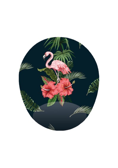 Flamingo Görselli - Bilek Destekli Oval Mousepad 20x23 Cm