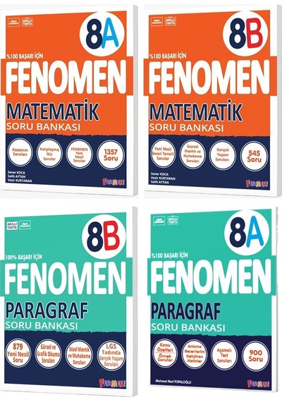 Fenomen Okul 2025 8. Sınıf Matematik + Paragraf A + B Serisi Soru Bankası Seti 4 Kitap