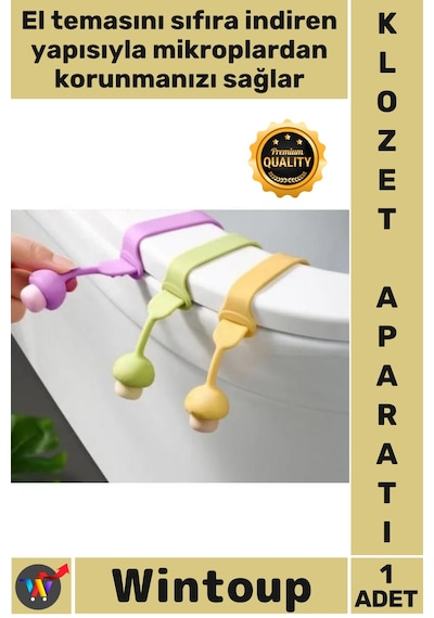 Klozetaparatı Hijyenik Tuvalet Kapağı Pratik Şık Mikrop Mantar Tasarımlı Klozet Kaldırma Aparatı Çok Renkli