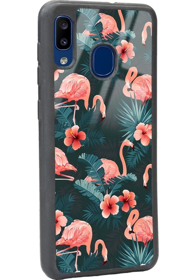 Samsung Uyumlu A20 Flamingo Leaf Tasarımlı Glossy Telefon Kılıfı Çok Renkli