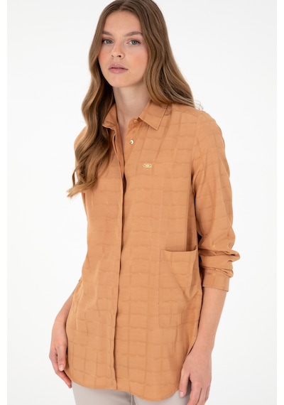 U.S. Polo Assn. Kadın Camel Uzun Kollu Tunik Gömlek 50289890-VR015