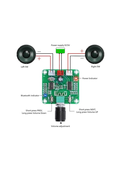 Xh-A158 Bluetooth Mp3 Modül Dc 5V Stereo 5W+5W Ses Müzik Çalma