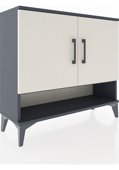 Arges Şifonyer 2 Raflı 2 Kapaklı 88x30x80 Antrasit-aytaşı Antrasit