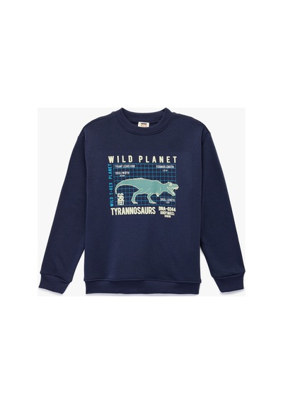 Koton Erkek Çocuk Dinozor Baskılı Şardonlu Uzun Kollu Bisiklet Yaka Sweatshirt Lacivert Koton Erkek Çocuk Dinozor Baskılı Şardonlu Uzun Kollu Bisiklet Yaka Sweatshirt Lacivert