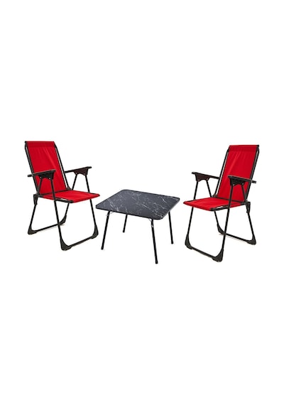 Exent 45x60 Katlanır Masa + 2 Adet Kamp Sandalyesi, Çift Dikişli 120 Kg Kapasiteli-2kır-mer Çok Renkli