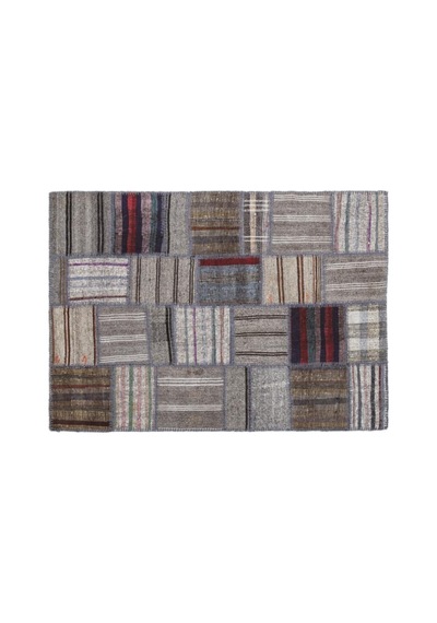 El Dokuması Patchwork Vintage Yün-pamuk Çizgili Halı 1327 160 X 230 Cm Çok Renkli