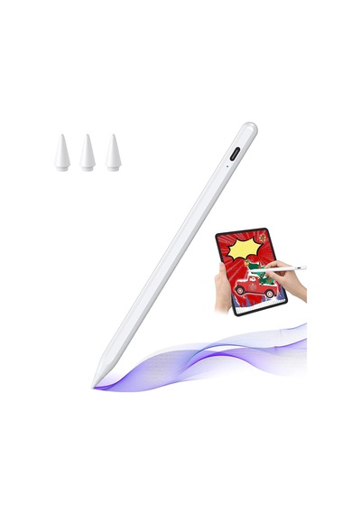 Apple Uyumlu iPad Avuç İçi Redli Yükseltilmiş Eğim Hassasiyetli Dokunmatik Yazı Kalemi 3 Ad Yedek Uç