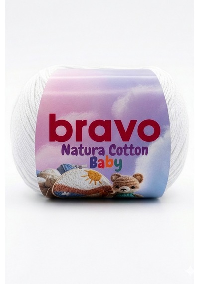 Natura Cotton Baby Beyaz 306 %100 Pamuk Koton Bebek Ve Amigurumi Punch Panç El Örgü İpi 50 Gr 130 Mt