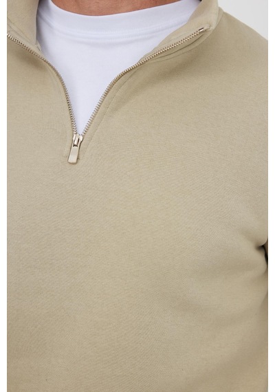 Tudors Unisex Relax Fit Rahat Kesim Pamuklu İçi Polarlı Yarım Fermuarlı Bej Dik Yaka Sweatshirt-35155 Bej Tudors Unisex Relax Fit Rahat Kesim Pamuklu İçi Polarlı Yarım Fermuarlı Bej Dik Yaka Sweatshirt-35155 Bej