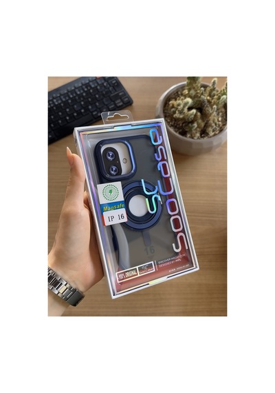 Apple iPhone Uyumlu 16 Standlı Ve Yüzüklü Magsafe Kılıf Soocase721 Siyah