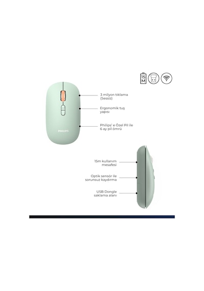 Philips SPK7508 1600 DPI 6 Tuşlu Dual Mod Optik Mouse