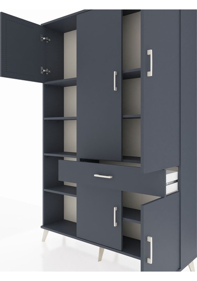Arges Dolap 8 Raflı Tek Çekmeceli 5 Kapaklı 132x30x195 Antrasit-antrasit/antrasit Antrasıt/antrasıt Arges Dolap 8 Raflı Tek Çekmeceli 5 Kapaklı 132x30x195 Antrasit-antrasit/antrasit Antrasıt/antrasıt