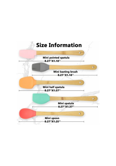 5'li Set Silikon Fırça Kazıyıcı Spatula Kesici Kaşık Silikon Spatula Seti Silikon Çok Renkli Diğer