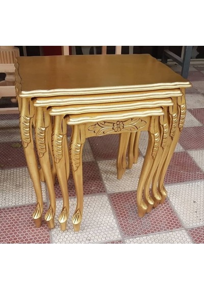 Masifart Plum Lükens Oymalı Zigon Sehpa Gold