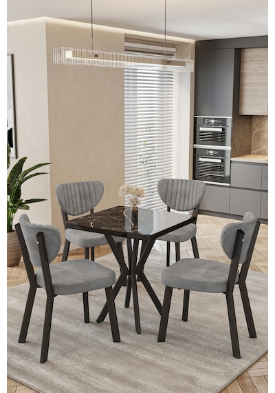 Mutfak Masası Takımı 4 Kişilik Masa Sandalye Takımı Balkon Masası Cafe Masa Takımı-70x70 Siyah Mermer - Gri Mutfak Masası Takımı 4 Kişilik Masa Sandalye Takımı Balkon Masası Cafe Masa Takımı-70x70 Siyah Mermer - Gri