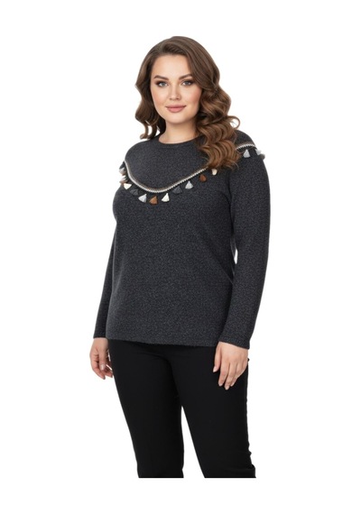 Wearon Kadın Yumoş Önü Püsküllü Modelli Bluz Bgl-st05142 Antrasit
