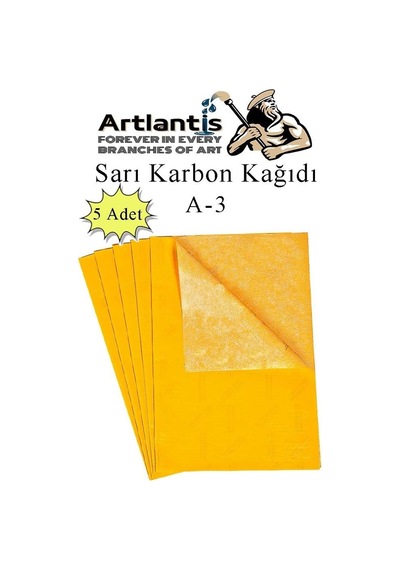 Artlantis Karbon Kağıdı A3 5 Adet 29,7x42 Cm Renkli Karbon Kağıdı Kopya Kağıdı Transfer Kağıdı Sarı