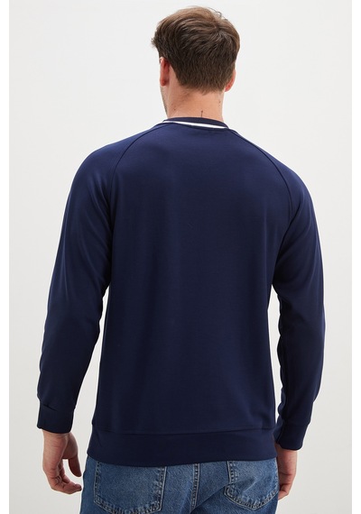 Fullamoda Balance Baskılı Garnili Modal Sweatshirt Lacivert