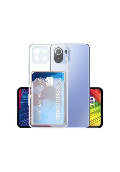 Kvy Xiaomi Mi 11 Lite Kamera Korumalı Kartlıklı Setra Şeffaf Silikon Kılıf