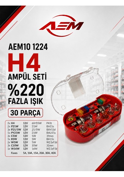 12volt H4 Ampul Seti %220 Daha Fazla Işık Full 30 Parça Otomobil Ampul Sigorta Seti Far, Stop, Sinyal Ve Park Ampulleri