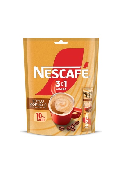 Nescafe 3ü1 Arada Sütlü Köpüklü Granül Kahve 10'lu Paket Granül
