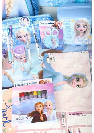 Dekomus Lisanslı Elsa Frozen Ice Glow Colleciton Full Kırtasiye Seti Büyük Boy Okul Çantası,kalem Çantası,beslenme Kabı,matara Altın