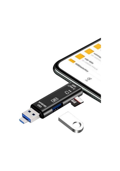 Plentiful 5 In 1 Çok Fonksiyonlu Usb 2.0 Micro Sd Kart Okuyucu - Usb/micro Usb/type-c Çıkışlı, Otg Çevirici