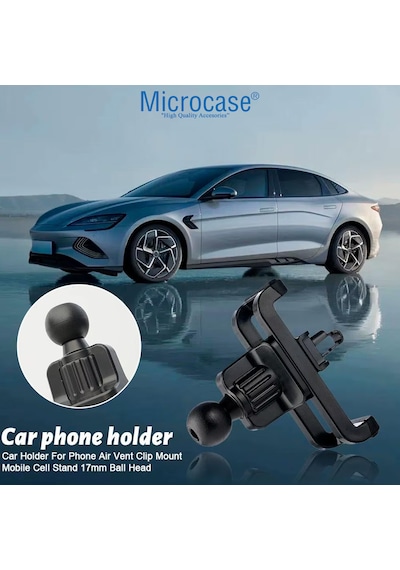 Microcase Araç İçi Izgaralıktan 17 Mm Top Başlıklı Telefon Tutucu Parçası - Al4983 Siyah