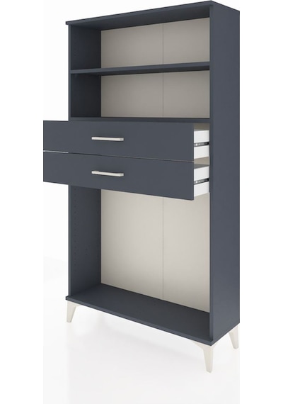 Arges Dolap 2 Raflı 2 Çekmeceli 88x30x163 Antrasit-antrasit Antrasit