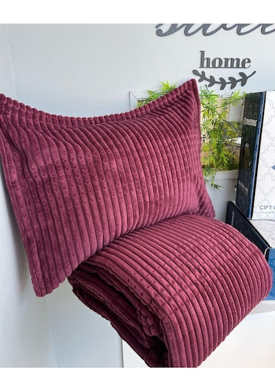 Sarar Merinos Modern Lıne 3 Parça Yatak Örtüsü Battaniye Seti Çift Kişilik Modernlınecheryy02 Chery Cherry
