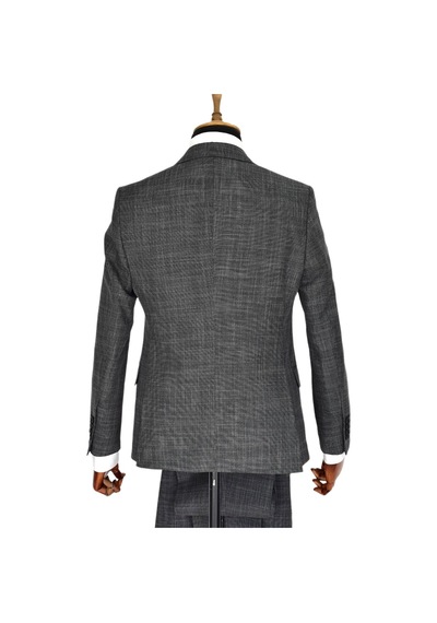 Suitmen Erkek Silim Fitt Çift Yırtmaçlı Yelekli Takım Elbise Bgl-st03413 Füme