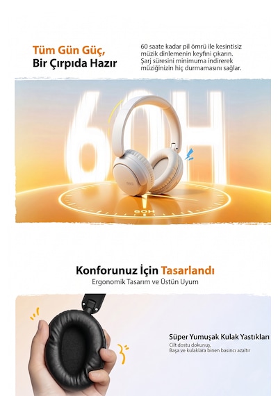 Qcy H2S Lite Bluetooth 6.0 Kulak Üstü Kulaklık