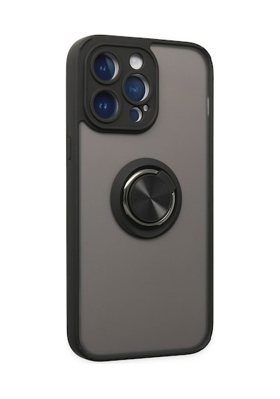 Apple iPhone Uyumlu 14 Pro Kılıf Montreal Yüzüklü Silikon Kapak - Siyah Bzsxx00 1