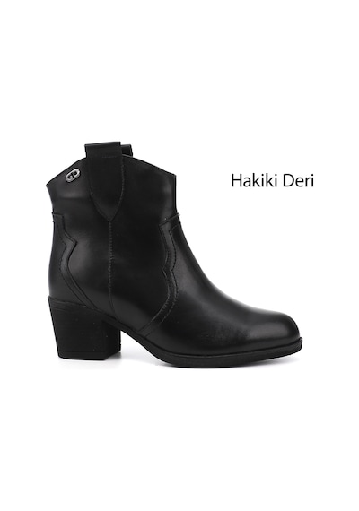Gönderi(R) Gönderi R Siyah Kalın Topuklu Hakiki Deri Kovboy Bot Siyah