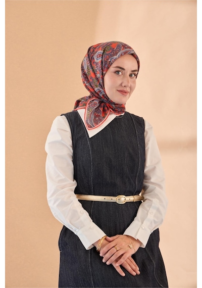 Silk Home Yaz Esintisi Eşarp 150002-15 Parlak Turuncu, Mavi, Yeşil, Gri
